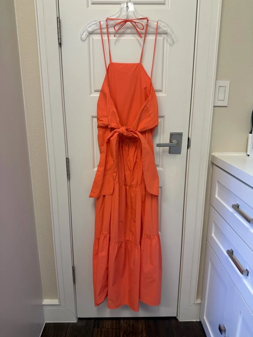GAP Coral-Orange Tiered Halter Maxi Dress - Picture 2 of 2